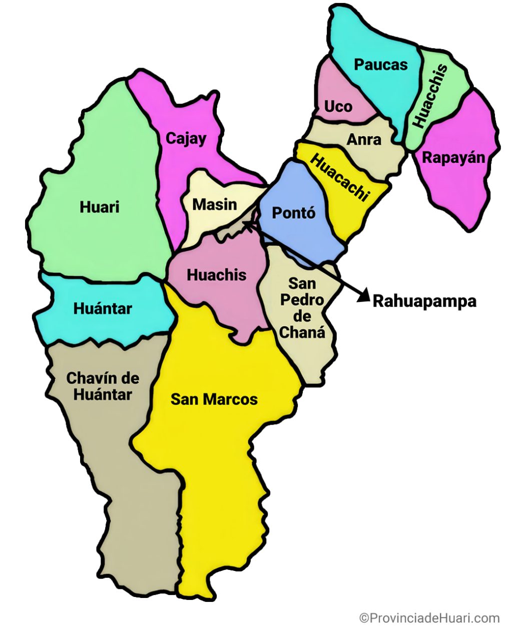 Mapa de la Provincia de Huari